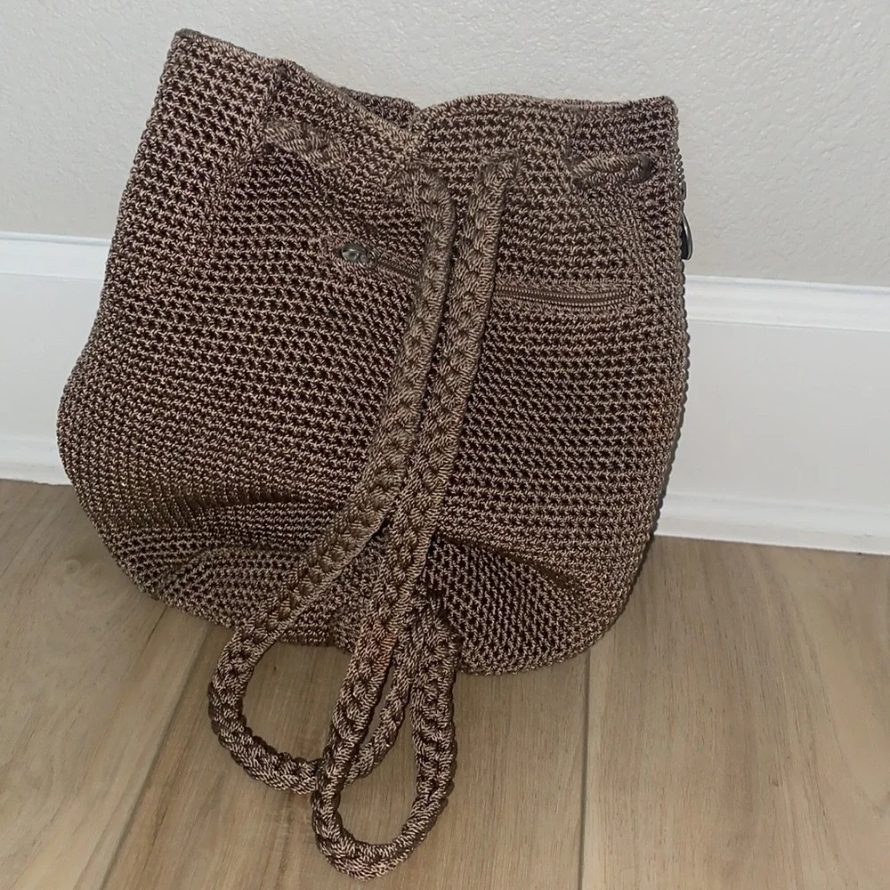 VGUC the Sak Brand Backpack Purse Woven Braided Weave Drawstring Bag